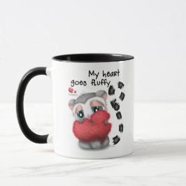 Mug Hand-Drawn Lemur Holding Big Red Heart