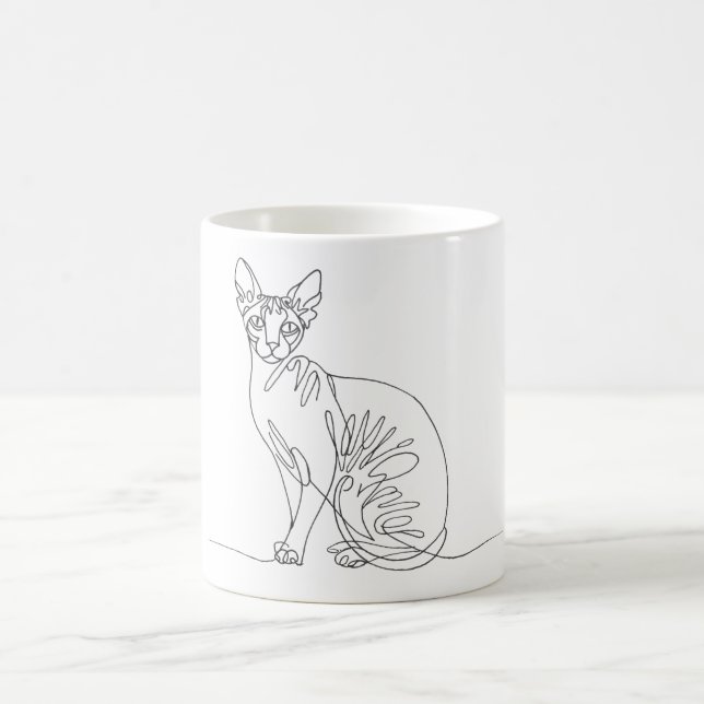 Mug Hand Drawn Sphynx Cat - Minimalist Line Art (Centre)