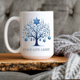 Mug Hanoukka Blue Menorah Tree avec l'étoile de David