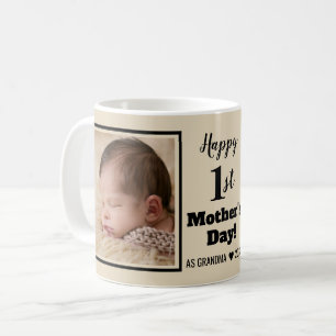 Mug Happy 1st Mother's Day Grandma 2 Photo Collage Cof
