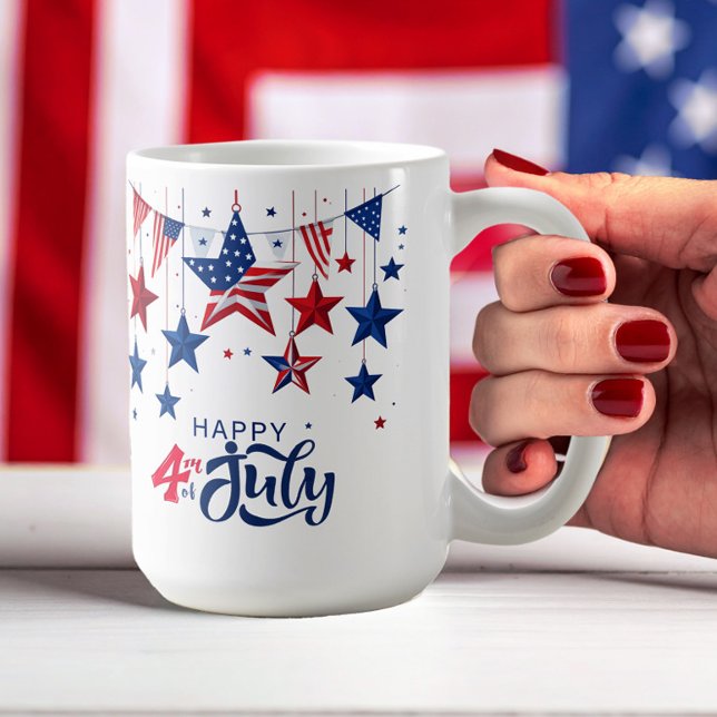 Mug Happy 4 juillet Hanging Stars ID1103 (Créateur téléchargé)