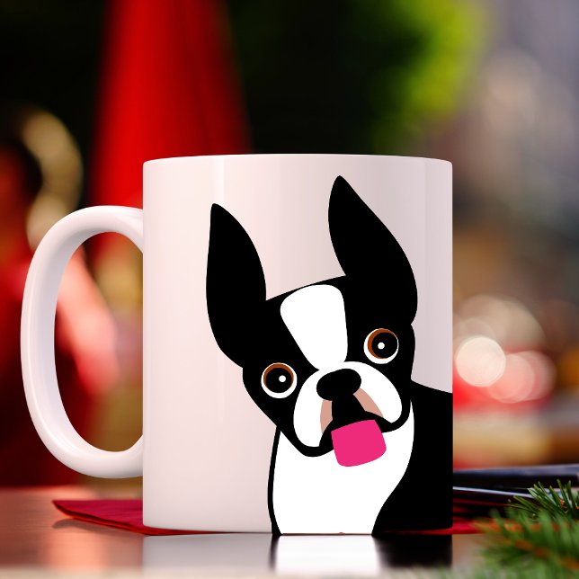Mug Happy Boston Terrier noir et blanc (Créateur téléchargé)