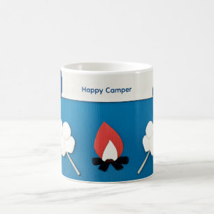 Mug Happy Camper Texte personnalisé avec feu et guimau