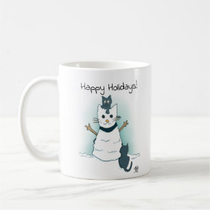 Mug Happy Cartoon Kittens jouer dans Snow Holiday
