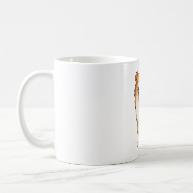 Mug Happy Cartoon Rough Collie (Gauche)