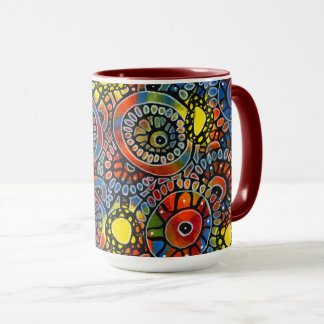 Mug Happy Coffee Acrylique Main Peinte Rustique Modern