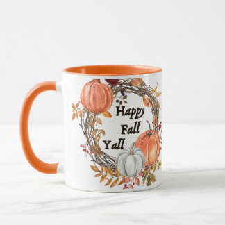 Mug Happy Fall Y'all : Citrouille et Feuille cosy d'au