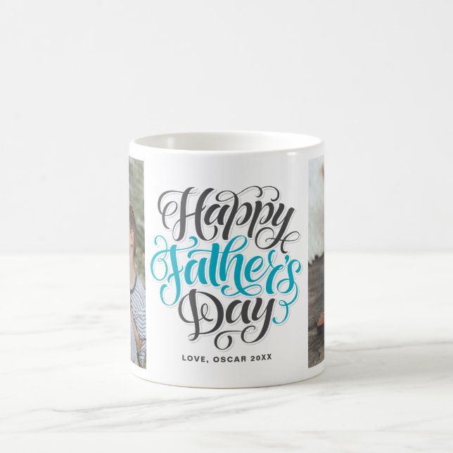 Mug Happy Fête des pères Hand Lettering Photo Collage (Centre)