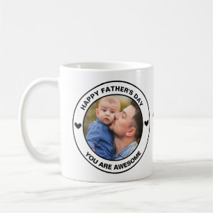Mug Happy Fête des pères Photo Custom Text Coeurs noir