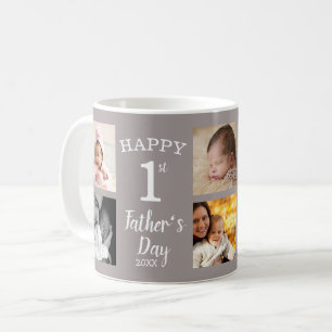 Mug Happy First Fête des pères 8 Family Photo Collag