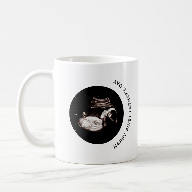 Mug Happy First Fête des pères Bébé Sonogramme Photo (Gauche)