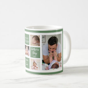Mug Happy First Fête des pères Green 5 Photo Collage