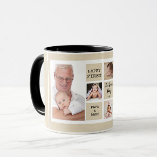 Mug Happy First Fête des pères Papa 5 Photo Collage