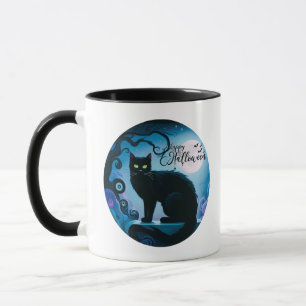Mug Happy Halloween Chat noir Pleine lune Halloween Mu
