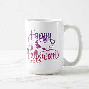 Mug Happy Halloween dégradé volant sorcière chat Café