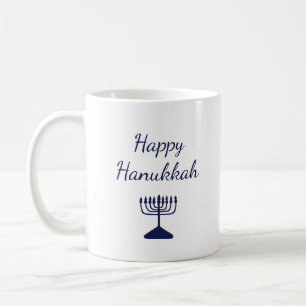 Mug Happy Hanoukka Simple Blue Menorah