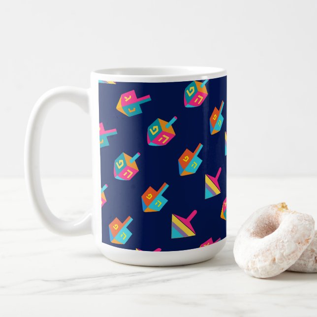 Mug Happy Hanukkah Festival dreidel Holiday Decoration (Avec donut)