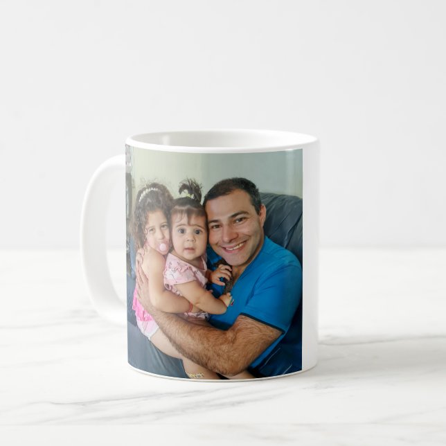 Mug happy holiday or script photo famille noël (Devant gauche)