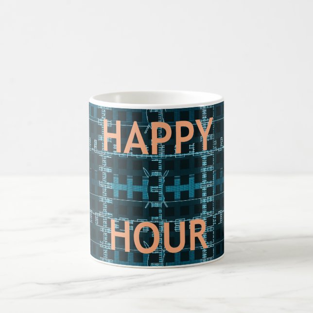 Mug Happy Hour Texte bleu Vector Art Imprimer (Centre)