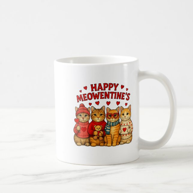 Mug Happy Meowentines Cute Valentine Cats Love Men Wom (Droite)