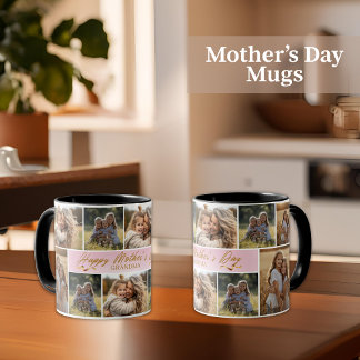 Mug Happy Mother's Day Grandma Pink Photo Collage