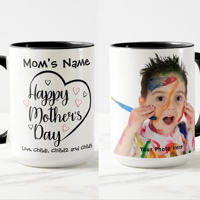 Mug Happy Mothers Day Heart Photo personnalisable (Créateur téléchargé)