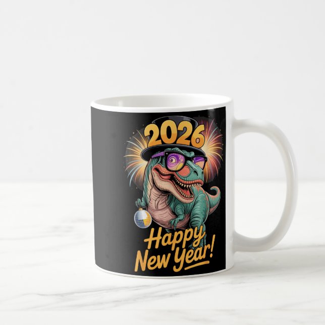 Mug Happy New Year 2026 Dinosaur Funny T-rex Tee For K (Droite)