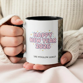 Mug Happy New Year  Personalized Family Name Photo   
