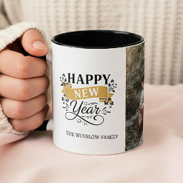 Mug Happy New Year  Personalized Family Name Photo