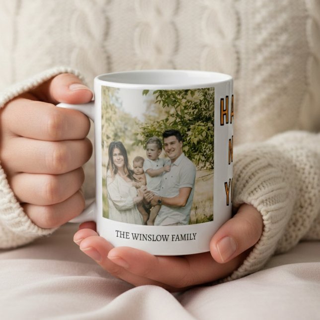 Mug Happy New Year  Personalized Family Name Photo  (Créateur téléchargé)