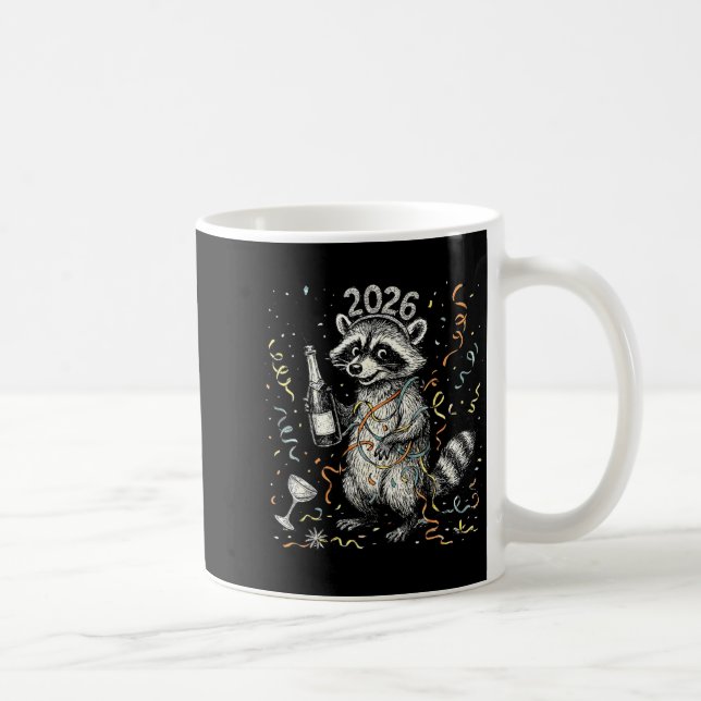 Mug Happy New Year Raccoon With Champagne Funny New Ye (Droite)