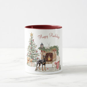 Mug Happy Pawlidays Chien Design - Doberman Pinscher