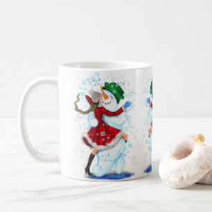 Mug Happy Snowman and Girl Dance Tango
