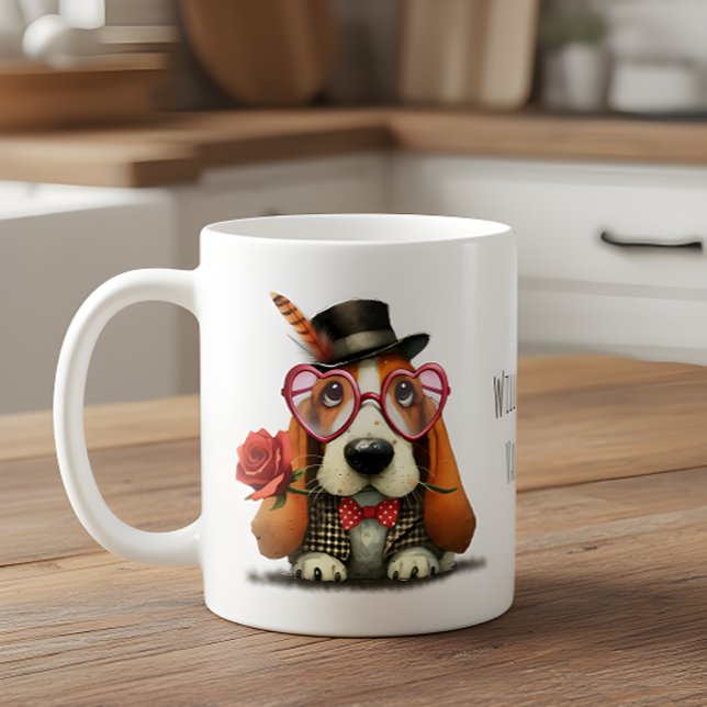 Mug Happy Valentine's Day Adorable Basset Hound (Créateur téléchargé)