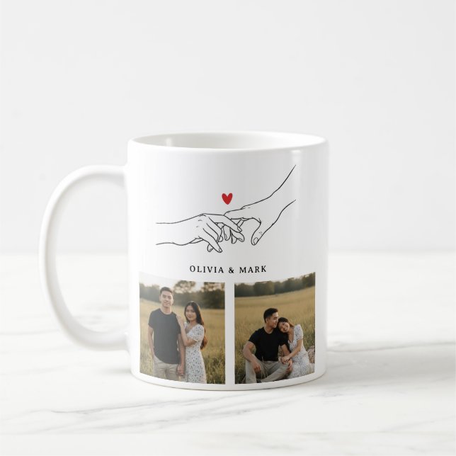 Mug Happy Valentines Day Custom Photo Collage Romantic (Gauche)