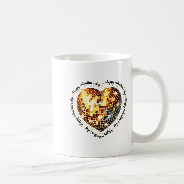 Mug Happy Valentine's Day Funny Gold Coquette Disco Ba (Droite)