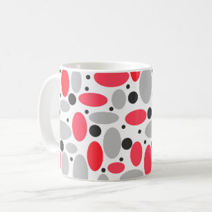 Mug haricots et pois motif rétro rouge gris blanc