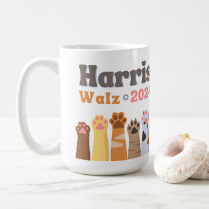 Mug Harris Walz 2024 Cat Paws Chat Ladies Democrat