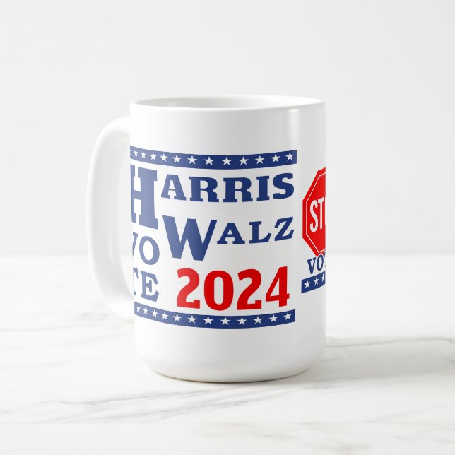 Mug Harris Walz 2024 Vote Democrat Stop Déplaisant biz (Devant gauche)