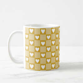 Mug Harvest Gold Gingham Heart Patch Plaid