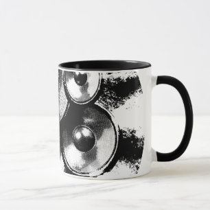 Mug Haut-parleurs de musique noir et blanc