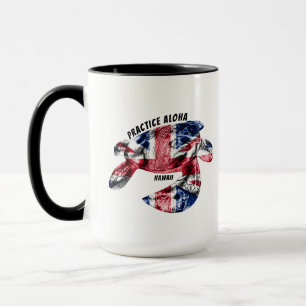 Mug Hawaii Practice Aloha - Tribal Honu HIFlag