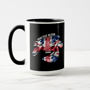 Mug Hawaii Practice Aloha - Tribal Honu HIFlag