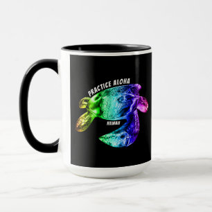 Mug Hawaii Practice Aloha - Tribal Honu Rainbow