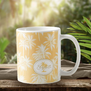 Mug Hawaiian Palm Tree Silhouette Motif Gold ID1093