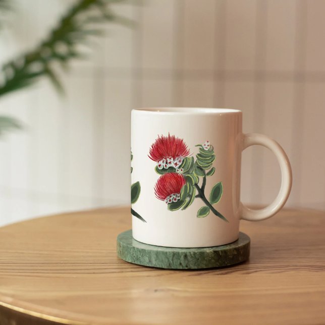 Mug Hawaiian Red Lehua Tropical Flower Watercolor  (Créateur téléchargé)