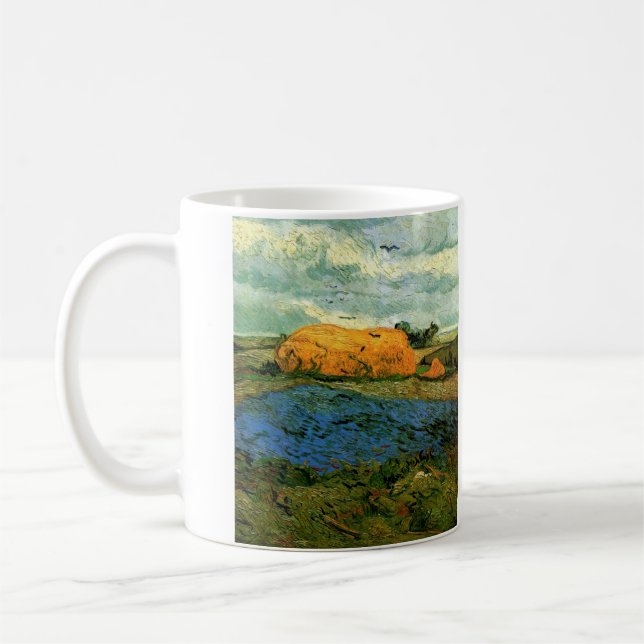 Mug Haystacks Under a Rainy Sky par Vincent van Gogh (Gauche)