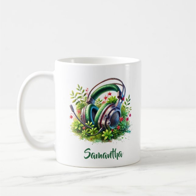 Mug Headphones for video game in greenery (Gauche)