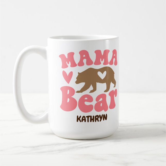 Mug Heart Mama Oear Retro Cute Funny Maman Cadeau (Gauche)