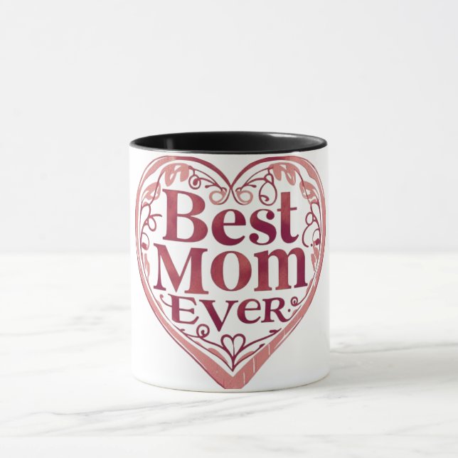 Mug Heart Scroll Meilleure Maman Jour des mères (Centre)